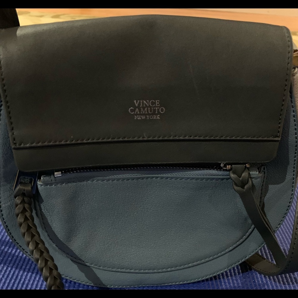 Vince Camino blue leather crossover bag